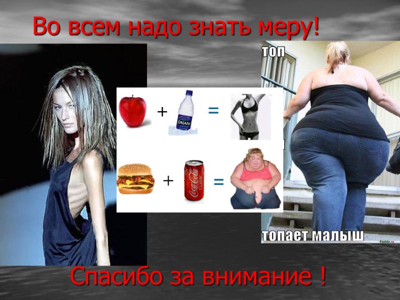 Во всем надо знать меру! Спасибо за внимание !